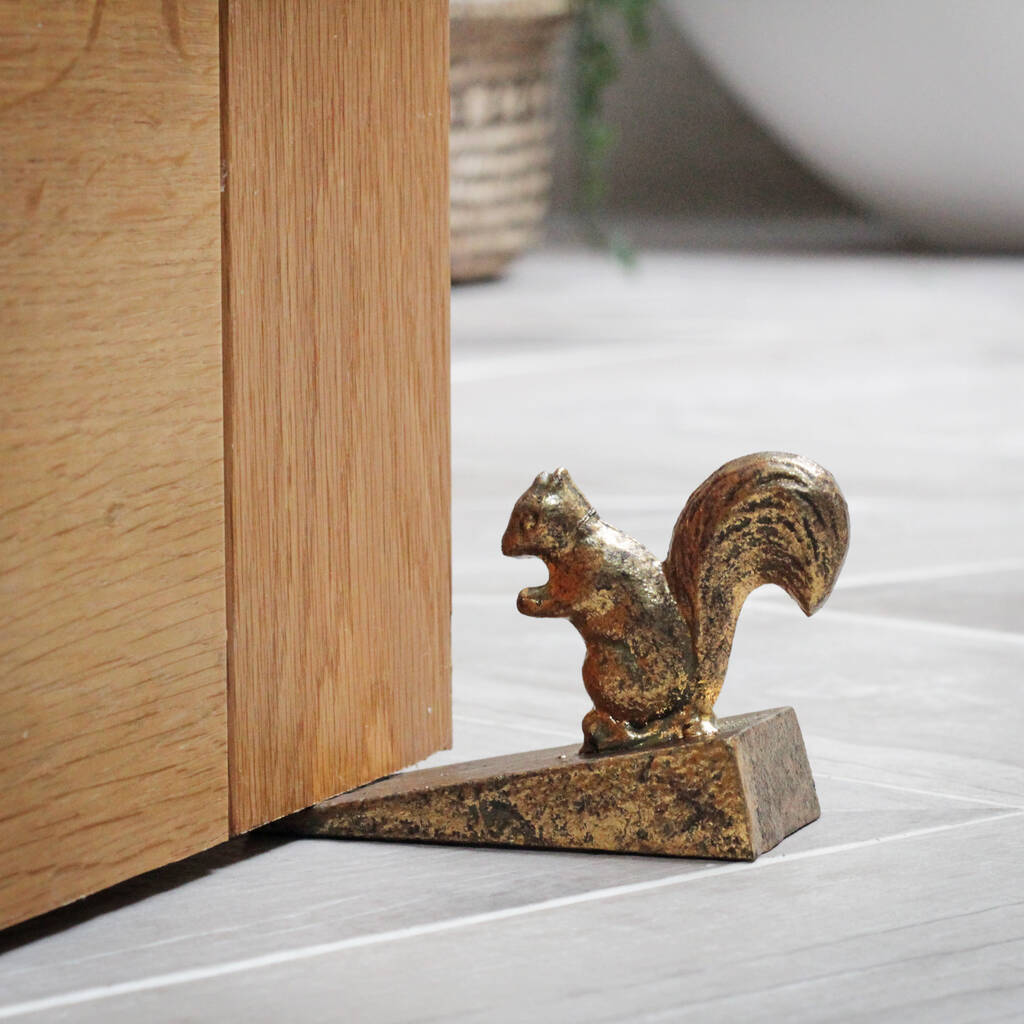 Gold Squirrel Doorstop Wedge