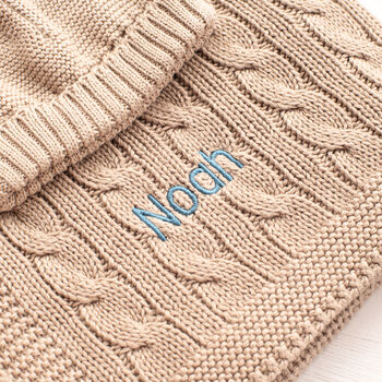 Unisex Luxury Cable Knitted Baby Blanket, 7 of 12