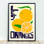 Oranges Print, Food Illustration Art, thumbnail 1 of 6