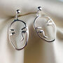 Sterling Silver Abstract Face Dangle Stud Earrings, thumbnail 3 of 7