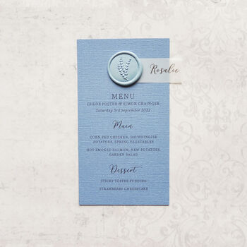 Luxury Wax Seal Wedding Menu Place Cards, 3 of 6
