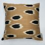 Square Ikat Silk Cushion Camel And Black Spot, thumbnail 5 of 9