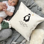 New Baby Personalised Penguin Cushion, thumbnail 1 of 3