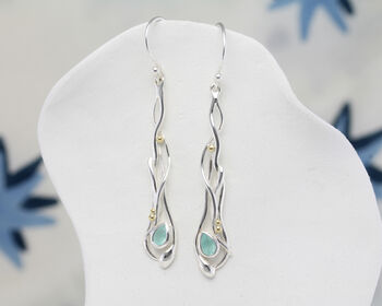 Aqua Chalcedony Drop Earrings, 4 of 6
