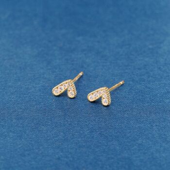 Gold Pave Heart Stud Earrings, 5 of 7