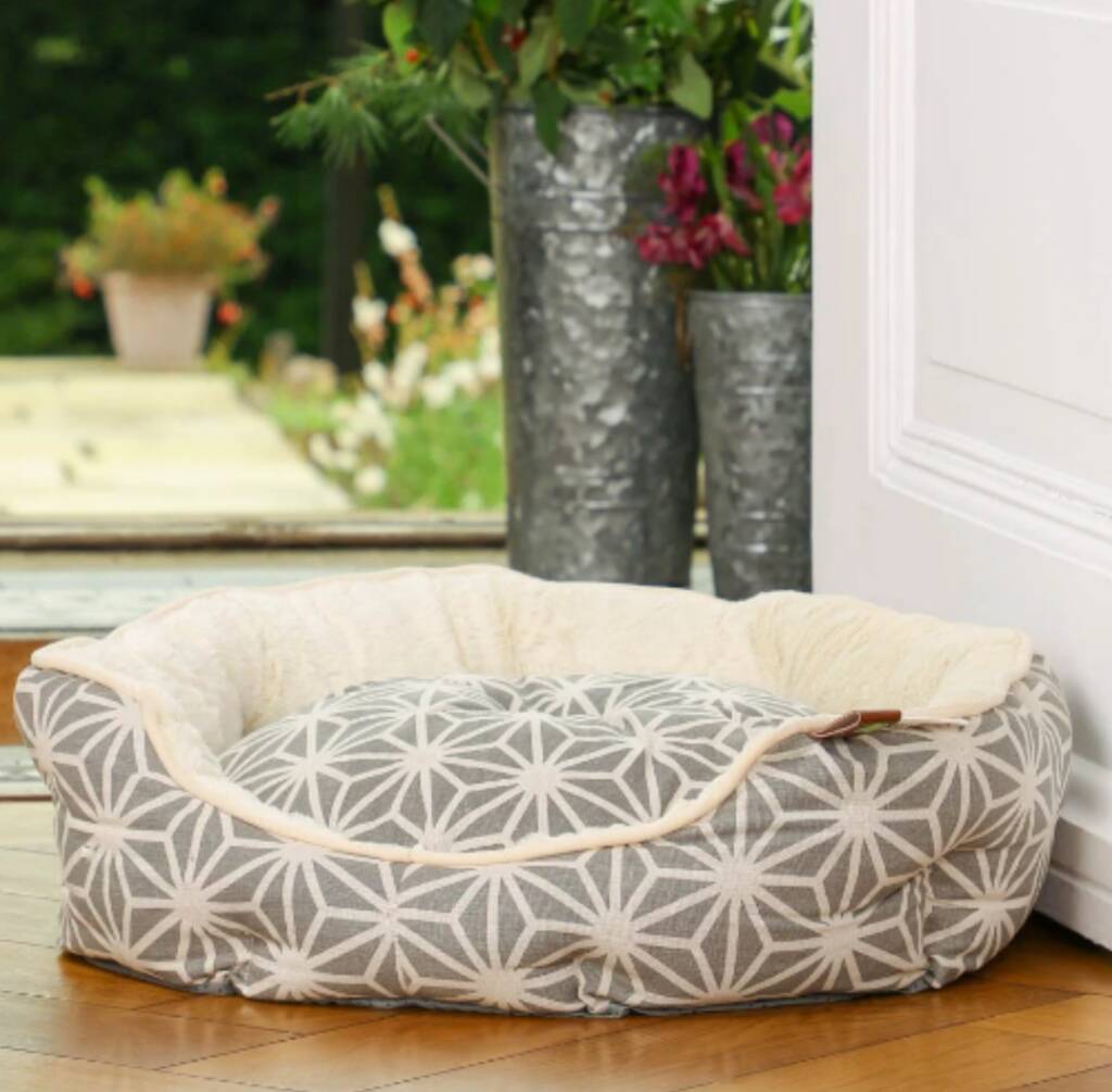 Luxury Grey Scalloped Pet Bed, 1 of 5