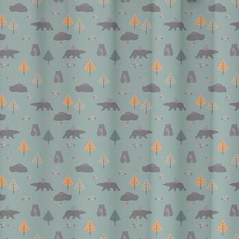 Bear Family Curtains, Green Fabric Sample, 2 of 3