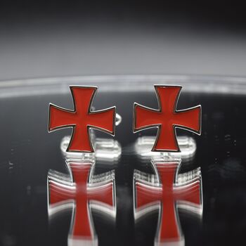Red Cross Cufflinks Gift Enamel And Silver Trimmed Design For Men, 4 of 5