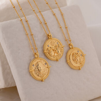 Gemini Zodiac Necklace 18k Gold Plated Gift, 6 of 7