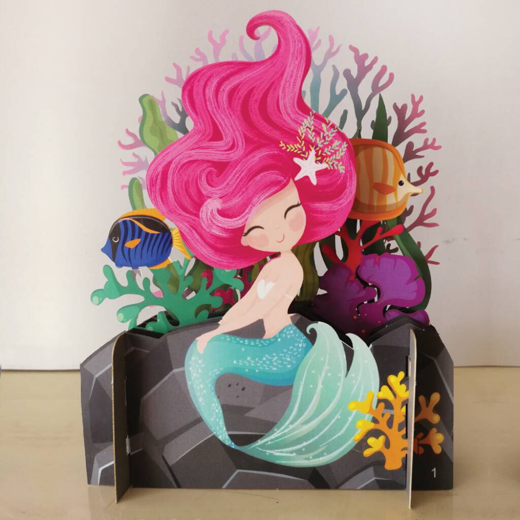Mermaid And Underwater Scene 3D Card, 1 of 2
