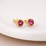 Gold Plated Sterling Silver October Tourmaline Birthstone Stud Earrings – 7mm, thumbnail 2 of 9