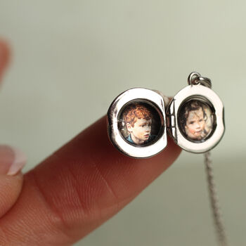 Sterling Silver Tiny Round Locket Necklace, 4 of 9