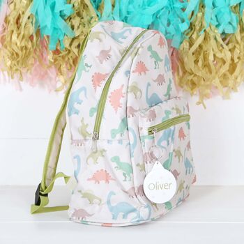 Dinosaur Print Backpack With Personalised Bag Tag, 2 of 5