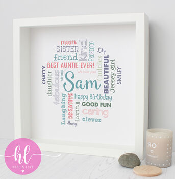 Personalised Birthday Word Art Gift For Auntie, 2 of 3