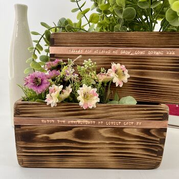 Personalised Wood And Copper Pot Planter, 4 of 6