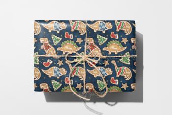 Personalised Dinosaur Gingerbread Wrapping Paper, 2 of 2