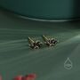 Sterling Silver Black Cz Lotus Flower Screw Back Earrings, thumbnail 2 of 12