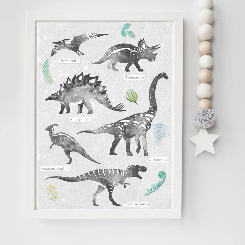 Dinosaurs Wall Art Print For Children By Betty Bramble