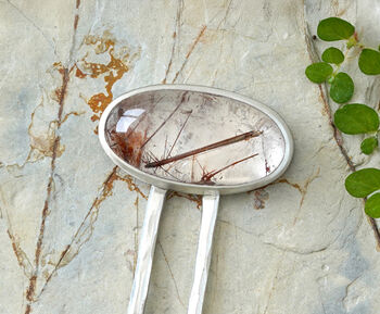 10ct Rutilated Quartz Hair Pin In Solid Sterling Silver, 3 of 3