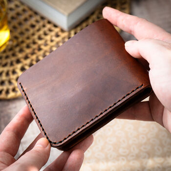Personalised Classic Leather Bifold Wallet Six Slots, 6 of 10