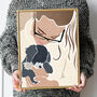 Custom Mum Dad And Pet Portrait Modern Wall Art, thumbnail 1 of 6