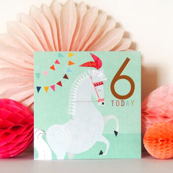 Copper Foiled Horse 6th Birthday Card, 5 of 5