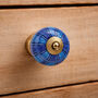 Set Of Two Light/Dark Blue Mosaic Ceramic Cabinet Pull, thumbnail 1 of 2