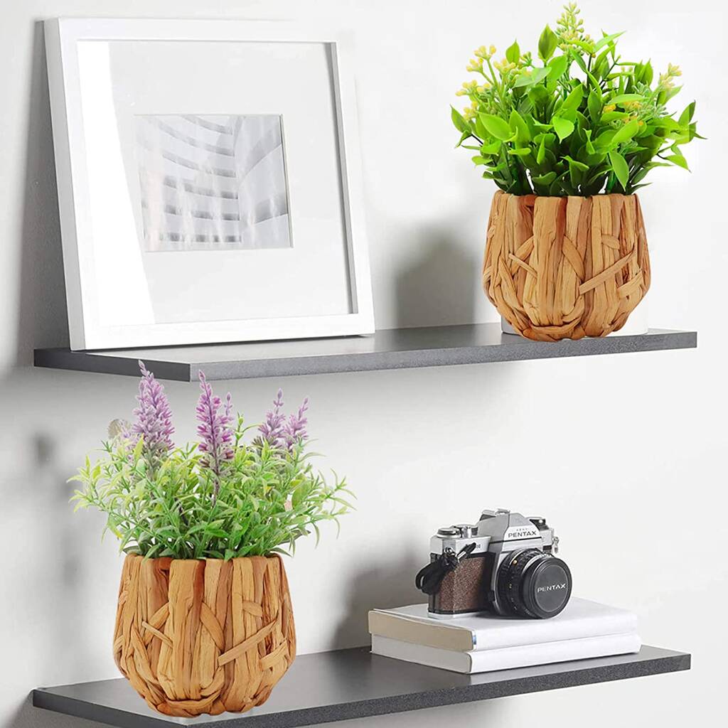 Pack Of Two Artificial Plants In Woven Basket, 1 of 7