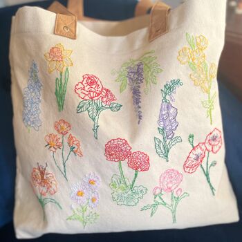 Stitch What You've Grown Flower Tote Bag Diy Kit, 8 of 11