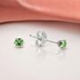 Mini Sterling Silver Peridot Cz Stud Earrings, thumbnail 2 of 7