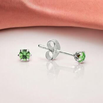 Mini Sterling Silver Peridot Cz Stud Earrings, 2 of 7