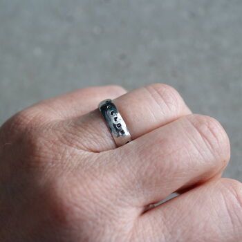 Personalised Curved Hammered Silver Ring, 3 of 3