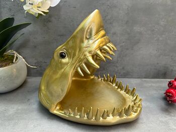Gold Shark Mouth Bowl – Dish For Fruit, Nuts Or Décor Gift, 3 of 9