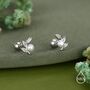 Sterling Silver Pearl Leaf Screw Back Earrings With Ball Backs, thumbnail 1 of 11