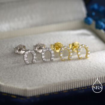 Sterling Silver Extra Tiny Horseshoe Stud Earrings, 7 of 12