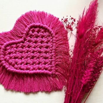Heart Macrame Coaster And Dried Flower Posy Gift Set, 5 of 7
