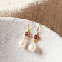 Pearl And Red Garnet Drop Earrings, thumbnail 6 of 11