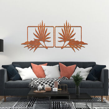 Set Of Two Metal Palm Leaves Wall Art Tropical Decor, 7 of 11