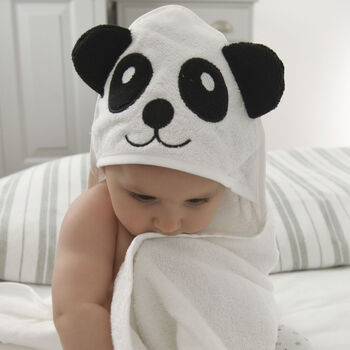 Personalised Panda Hooded Baby Towel, 2 of 5