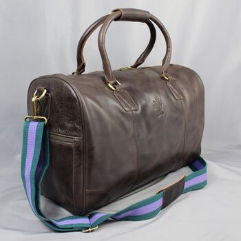 'Watkins' Men's Leather Travel Bag In Chestnut, 6 of 12