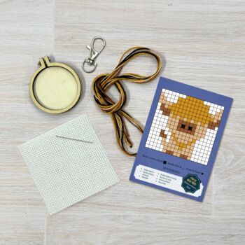 Greetings From The Cotswolds! Cow Mini Matchbox Cross Stitch Kit, 11 of 11