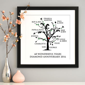 Personalised Diamond Anniversary Family Tree Print, 3 of 10