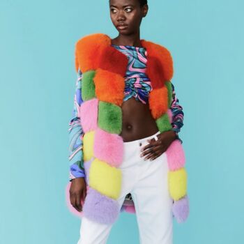 Hand Made Faux Fur Rainbow Gilet, 4 of 4