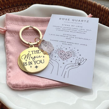 Rose Quartz Crystal Keyring – The Magic Is In You Gift, 2 of 4