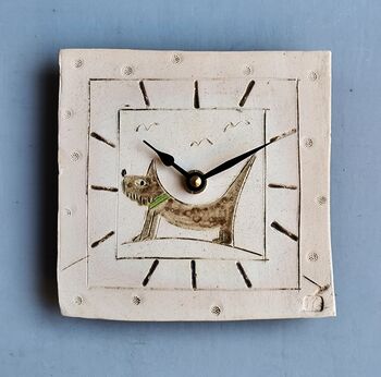 Ceramic Wall Clock Brown Dog, 3 of 6