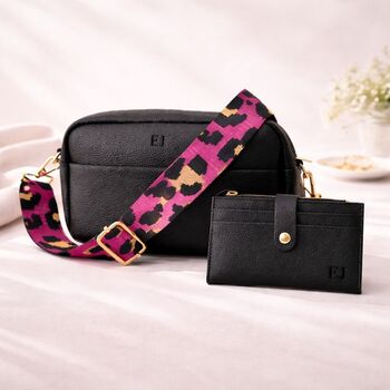 Personalised Ellie Embossed Faux Leather Leopard Pring Cross Body Bag And Purse Set, 2 of 4
