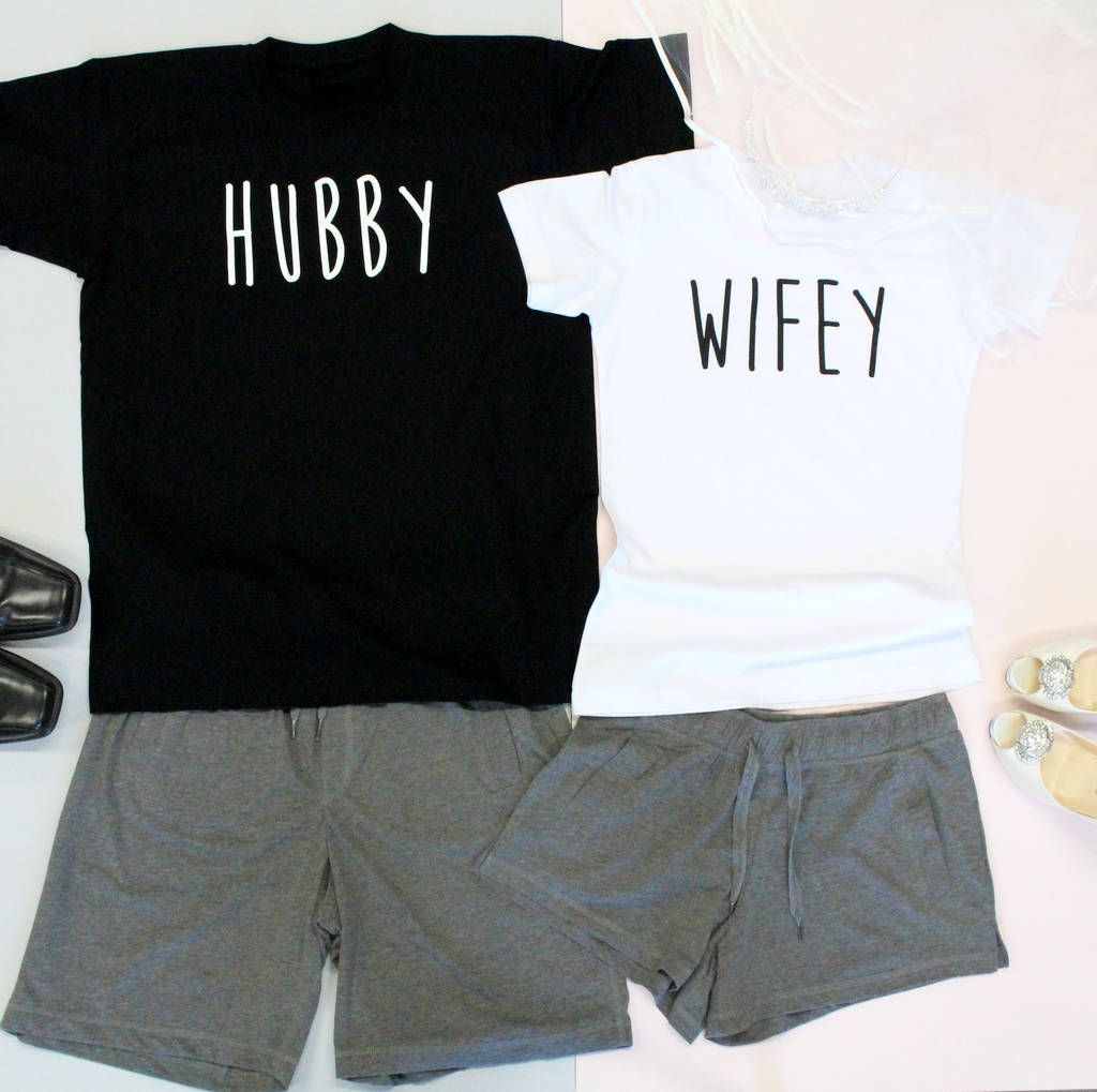 Hubby And Wifey Wedding / Honeymoon Pyjama Set, 1 of 3