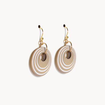 Pearlescent Taupe And Cream Stripey Circular Earrings, 4 of 6
