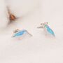 Sterling Silver Opal Kingfisher Bird Stud Earrings, thumbnail 2 of 11