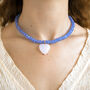 Cornflower Blue Bead And White Heart Necklace, thumbnail 3 of 6